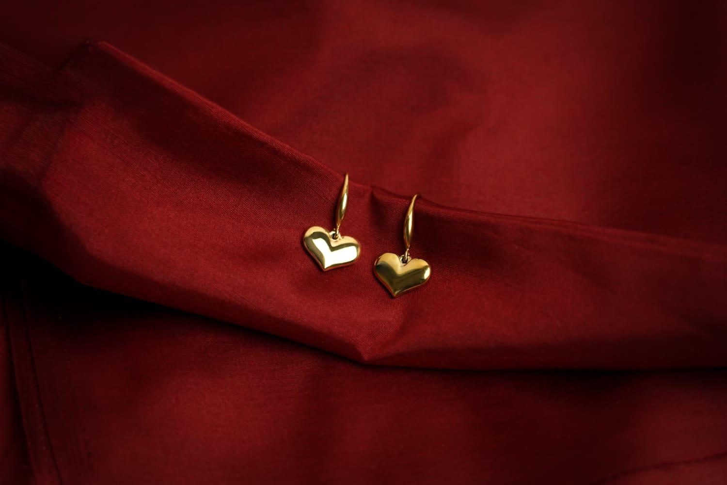 Golden Heart Drop Earrings